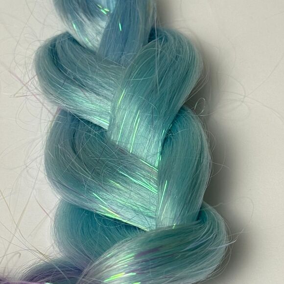 Ombre Braided Ponytail Extension 24" Pink Purple Blue Sparkle Jumbo Braid New - Picture 5 of 5
